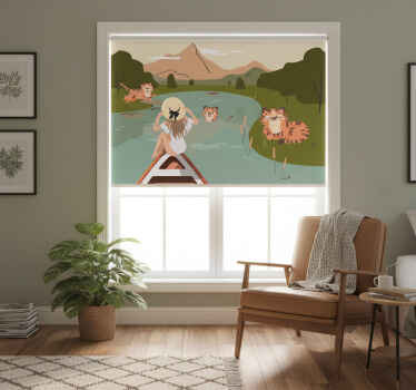 Toile fenêtre chambre fille et tigres animaux jungle - TenStickers
