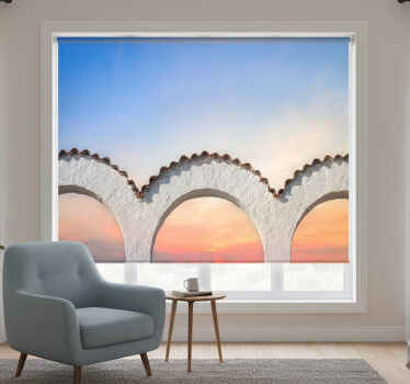 Toile fenêtre chambre vue colorée du ciel - TenStickers