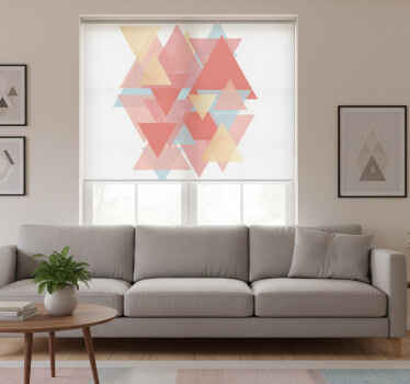 Living room blind with pink and golden triangles - TenStickers