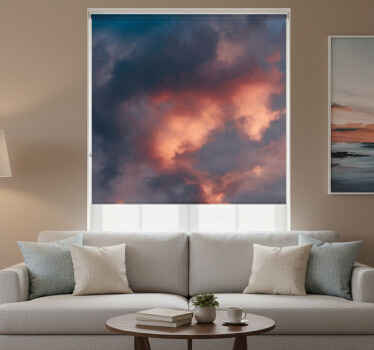Living room blind orange cloud sky design - TenStickers