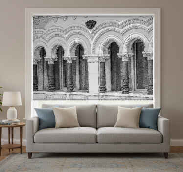 Living room blind inspired by old architecture 3d - TenStickers