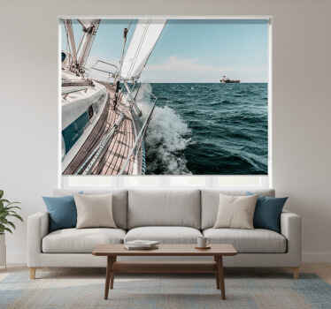 Living room blind with sea yacht 3d effect - TenStickers