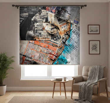 Living room blind with woman face on newspapers - TenStickers