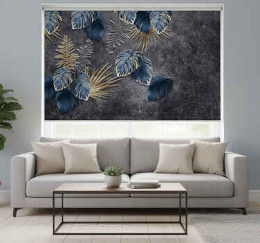 Living room blind with 3d plant effect on concrete - TenStickers