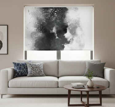 Tenda a rullo soggiorno texture astratte grigie e nere - TenStickers