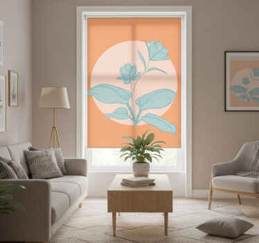 Tenda a rullo soggiorno fiore blu - TenStickers