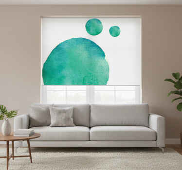 Living room roller blind abstract watercolor aquamarine - TenStickers