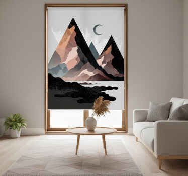 Living room blind nordic geometric mountains design - TenStickers