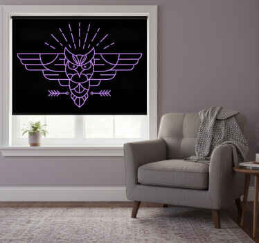 Toile fenêtre chambre forme de hibou violet - TenStickers