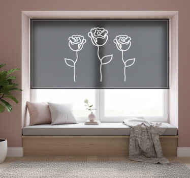 Toile fenêtre chambre illustration de roses minimalistes - TenStickers