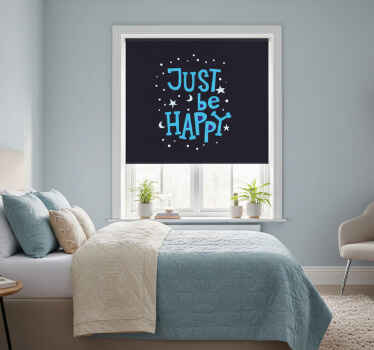 Toile fenêtre chambre soyez heureux en bleu - TenStickers