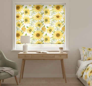 Toile fenêtre chambre tournesols sur fond blanc - TenStickers