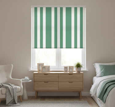 Toile fenêtre chambre rayures vert pistache et blanc - TenStickers