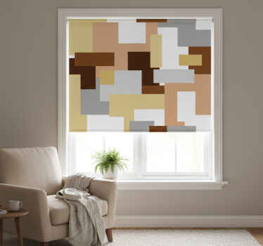 Toile fenêtre chambre carrés beige nordiques - TenStickers