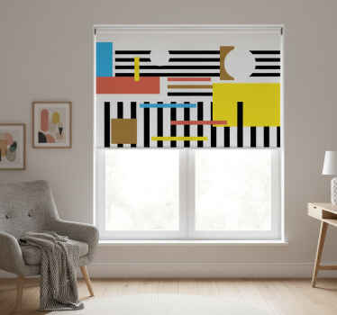 Toile fenêtre chambre motif géométrique coloré nordique - TenStickers