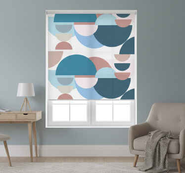 Toile fenêtre chambre cercles nordiques bleu sobre - TenStickers
