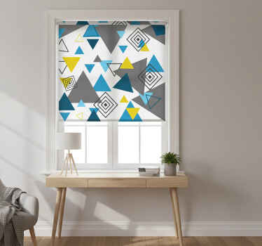 Toile fenêtre chambre motif nordique bleu et jaune - TenStickers