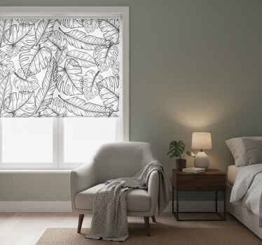 Toile fenêtre chambre contours de grandes feuilles - TenStickers