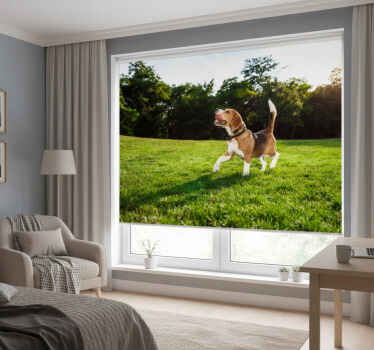 Toile fenêtre chambre chien mignon qui marche - TenStickers