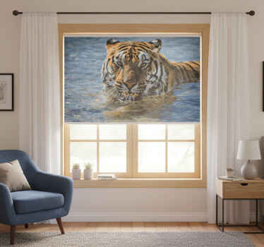 Toile fenêtre chambre tigre nageant - TenStickers