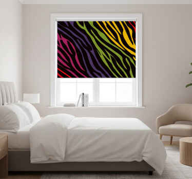 Toile fenêtre chambre imprimé zèbre arc-en-ciel - TenStickers
