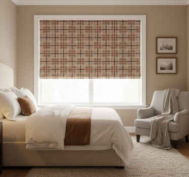 Toile fenêtre chambre motif écossais marron - TenStickers