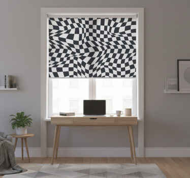 Toile fenêtre chambre à motifs damier déformés - TenStickers