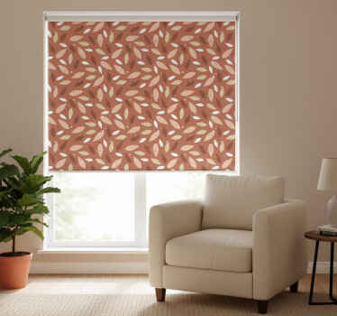 Toile fenêtre chambre motif feuilles terracotta - TenStickers