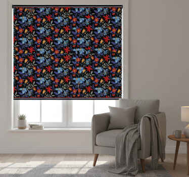Toile fenêtre chambre imprimé floral 'tricot' noir - TenStickers