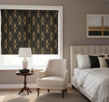 Toile fenêtre chambre design géométrique noir et or - TenStickers