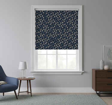 Toile fenêtre chambre motif triangles bleus et gris - TenStickers