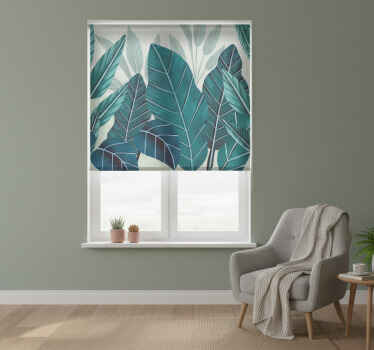 Cortina roller habitación hojas tropicales en acuarela 3d - TenVinilo