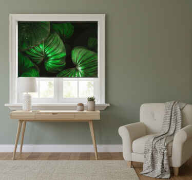 Estor enrollable habitación hojas verdes anchas - TenVinilo