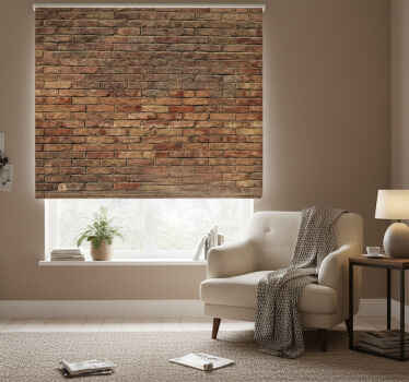Bedroom roller blind with raw brown brick design - TenStickers