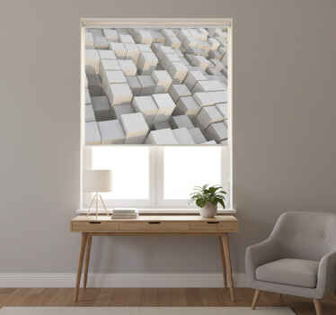 Toile blanche fenêtre cubes blancs minimalistes bord noir - TenStickers