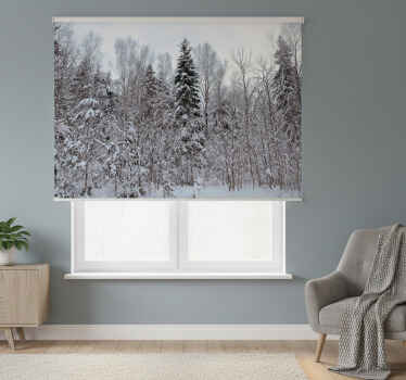 Estor enrollable blanco bosque blanco en invierno - TenVinilo