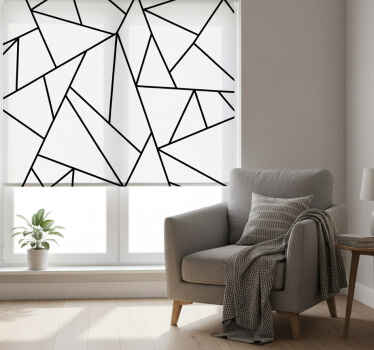 Cortina roller blanca diseño minimalista líneas negras - TenVinilo