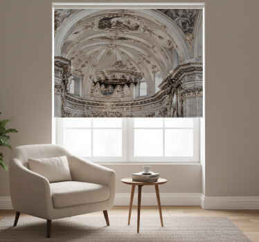 Cortina roller blanca arquitectura vintage 3d - TenVinilo
