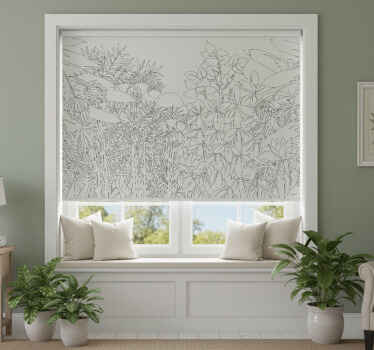 Estor enrollable blanco bosque tropical dibujado - TenVinilo