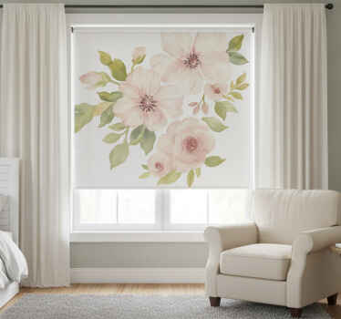 Estor enrollable blanco magnolia en acuarela - TenVinilo