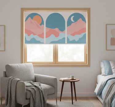 Tenda a rullo soggiorno vista montagna - TenStickers