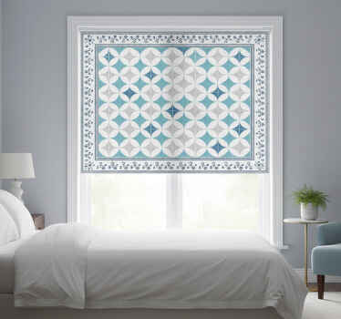 Tenda a rullo soggiorno effetto piastrelle blu vintage - TenStickers