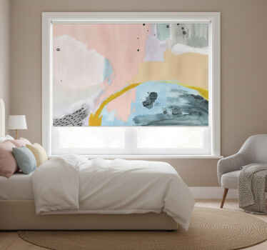 Tenda a rullo soggiorno arte colorata - TenStickers