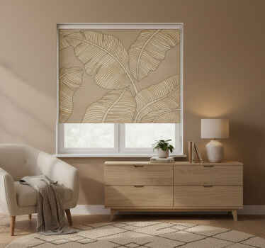 Tenda a rullo soggiorno design foglie grandi beige - TenStickers