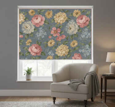 Tenda a rullo soggiorno effetto pittura floreale - TenStickers
