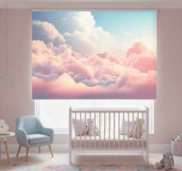Children room roller blind pink cloud landscape - TenStickers