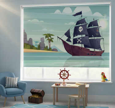 Toile fenêtre chambre enfant bateau pirate - TenStickers