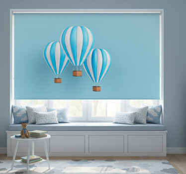 Rolgordijn kinderkamer luchtballon wit en blauw - TenStickers