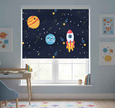 Estor enrollable infantil galaxia con naves y planetas - TenVinilo