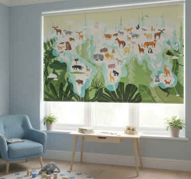 Toile fenêtre chambre enfant carte du monde nordique - TenStickers